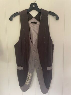 Funky Layered Look Animale Vest with Pinstripe Lining